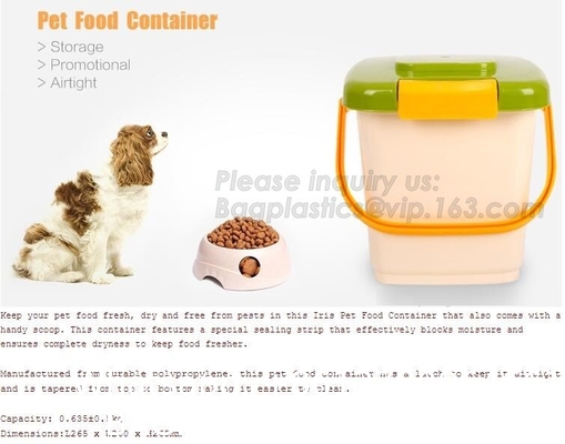 Food Container With Fresh-Tite Seal, Pet Food Bucket, Double Layer With Wheels Sealed Storage Box