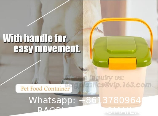 Food Container With Fresh-Tite Seal, Pet Food Bucket, Double Layer With Wheels Sealed Storage Box