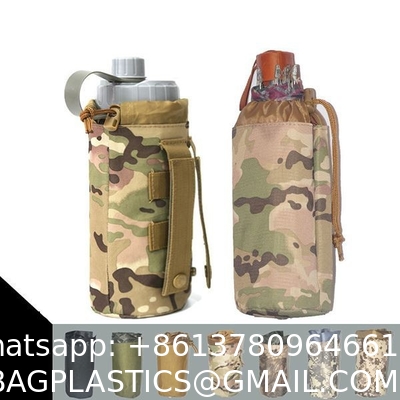 Sports Water Bottles Pouch Bag, Tactical Drawstring Molle Water Bottle Holder Portable Travel Tactical Hydration