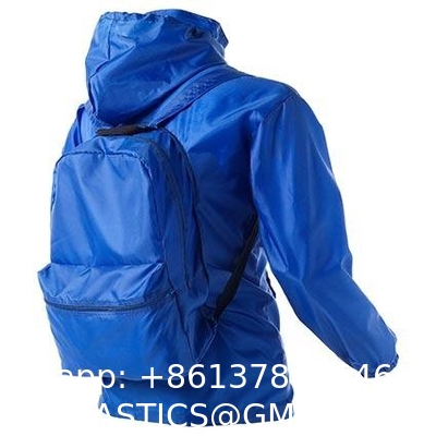 Rain Jacket Backpack Promotional 190t Polyester With Custom Logo Packable Jacket Backpack