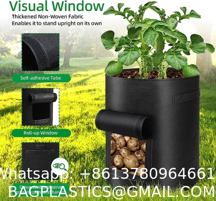 10 Gallon Potato Grow Bags, Planter Pouch Bags for Vegetables, Fruits and Flowers Flap Window, Garden Planting Bag