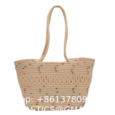 Straw Tote Bag for Women Handwoven Cotton Straw Shoulder Bag Crochet Tassel Beach Bohemian Purse for Women