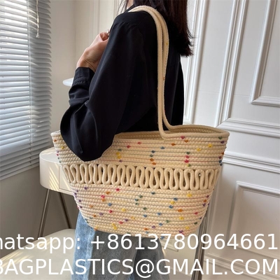 Straw Tote Bag for Women Handwoven Cotton Straw Shoulder Bag Crochet Tassel Beach Bohemian Purse for Women