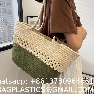 Straw Tote Bag for Women Handwoven Cotton Straw Shoulder Bag Crochet Tassel Beach Bohemian Purse for Women