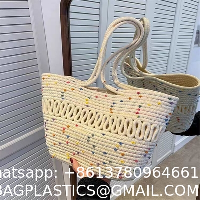 Straw Tote Bag for Women Handwoven Cotton Straw Shoulder Bag Crochet Tassel Beach Bohemian Purse for Women