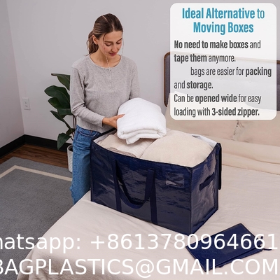 Heavy Duty Extra Large Clear Moving Bags W/Backpack Straps Strong Handles & Zippers, Storage Totes For Space Saving
