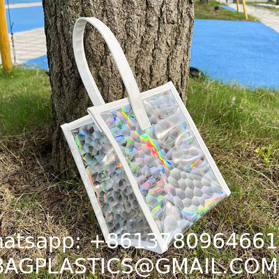 Tote Bag Transparent Pvc Colorful Laser Magic Color Anti-Fruit Jelly Bag Diagonal Gift Gift Bag Large Capacity Storage