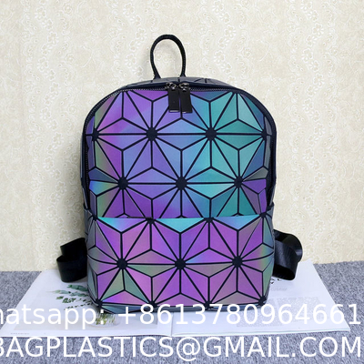 Geometric Rhombic Luminous Color-Changing Material Student Schoolbag Korean Version Male And Female Couple Backpack