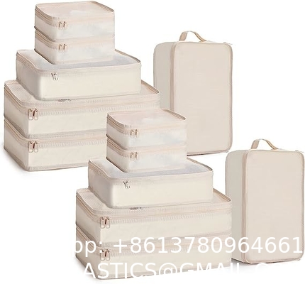 Travel Luggage Packing Organizers With Laundry Bag, Compression Storage Shoe Bag, Makeup Bag, Clothing Underwear Bag