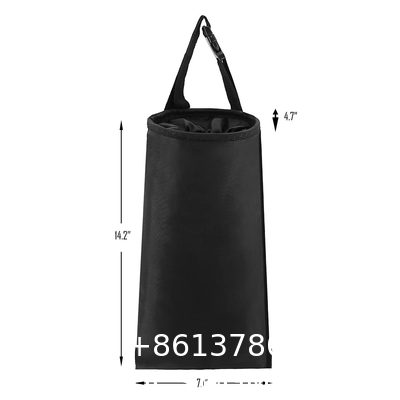 Car Trash Bag Hanging with Elastic Opening & Easy Mount | Auto Garbage Can with Waterproof Oxford Material