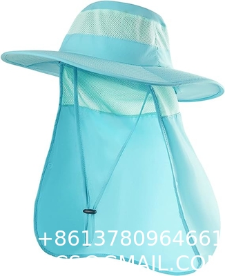 Fishing Hat for Men，Outdoor Sun Hat UPF50+ Mesh Wide Brim Fishing Hat with Neck Flap