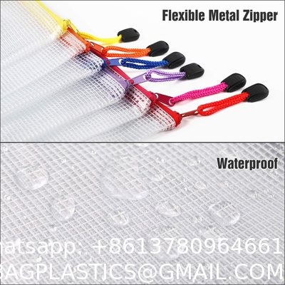 Mesh Zipper Pouch, Waterproof Zipper Bags, 8 Sizes Waterproof Plastic Document Pouch, 8 Colors, Multipurpose