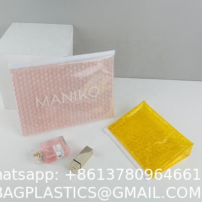 Biodegradable Sustainable Packaging Eco Friendly Waterproof Travel Makeup Bag Clear Pink Bubbles Makeup Pouch