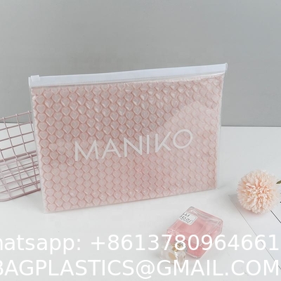 Biodegradable Sustainable Packaging Eco Friendly Waterproof Travel Makeup Bag Clear Pink Bubbles Makeup Pouch