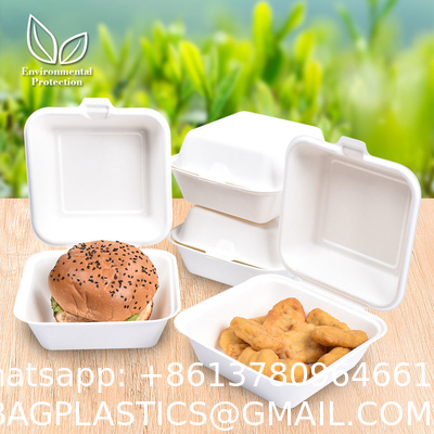 Takeout Takeaway Good Eco Sugarcane 800ml Lunch Box Clamshell Disposable Biodegradable Food Containers With Custom Logo
