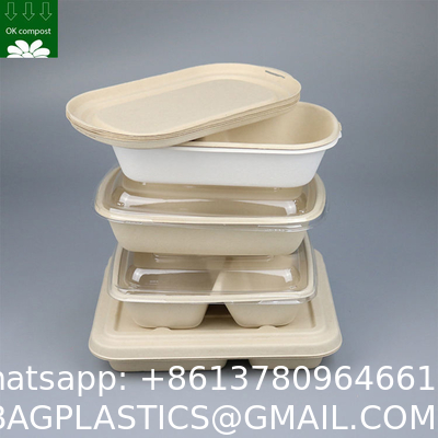 Custom Biodegradable Sugarcane Bagasse Pulp Fiber Fast Food Packing Paper Box Bio Degradable Takeaway To Go Container