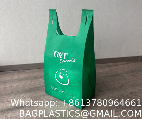 New Design T Shirt Non Woven Bags Cheap Tote Bags Custom Printed Recyclable Fabric With Logo Eco-friendly Non Woven Vest Bags W Cut T Shirt Non Woven Bags for Shopping