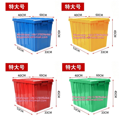 Cargo Transport Plastic Box, Collapsible 35 Liter Heavy Duty Storage Bin / Foldable & Stackable Utility Crate With Attached lockable Lid