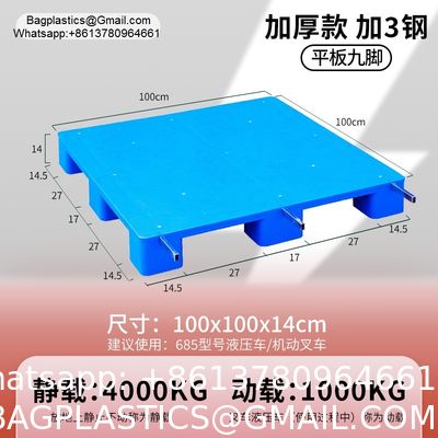 Wholesale Euro Standard HDPE Grid Plastic Pallets 1200x1000MM Nine Feet Lightweight Stackable For Warehouse