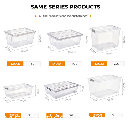 Recyclable Bin Household Multifunction Large Stackable Clothes Clear Transparent PP Container Box Plastic Storage Boxes Bins With Lid Wheels