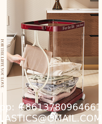 Sustainable Household Dirty Clothes Basket Simple Transparent With Handle Clothing Storage Basket Retro Sorting Basket Removable Plastic Laundry Basket
