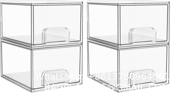 Stackable Storage Drawers,Acrylic Bathroom Makeup Organizer,Plastic Storage Bins For Vanity, Undersink, Kitchen Cabinets, Pantry, Home Organization