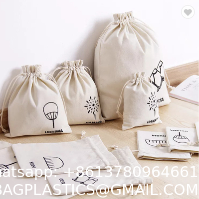 Personalized Colorful Small Muslin Cotton Fabric Bag Drawstring Pouch Wholesale Sublimation Cotton Tote Bags With Custom Printed Logo Shopper Bag Reusable Zipper Canvas Shopping Bags