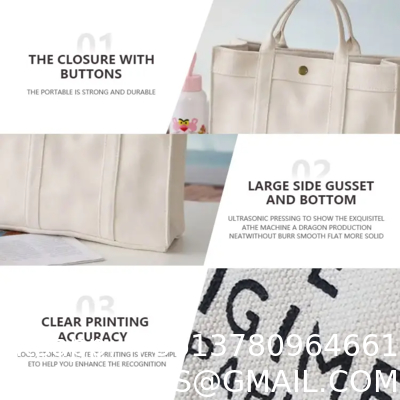 Women Customized Reusable Bags Canvas Tote Bag 10oz With Leather Handles Hot Sale Wholesale Eco-Friendly Canvas Tote Bag Custom Printing Logo Canvas Cotton Shopping Bag