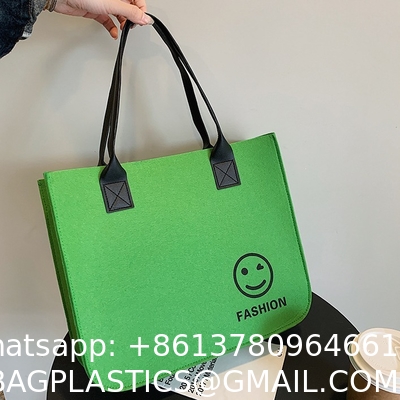 Versatile Felt Bag, Shoulder Handbag, Felt Tote Bag, Leather Strap, Shopping Bag, Large Quantity Discount Large Reusable Bags Heavy Duty Grocery Tote Bag