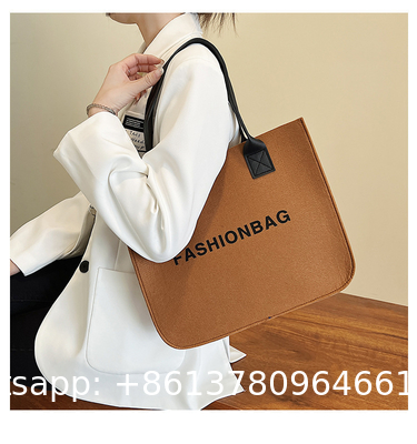 Versatile Felt Bag, Shoulder Handbag, Felt Tote Bag, Leather Strap, Shopping Bag, Large Quantity Discount Large Reusable Bags Heavy Duty Grocery Tote Bag