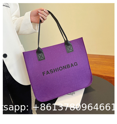 Versatile Felt Bag, Shoulder Handbag, Felt Tote Bag, Leather Strap, Shopping Bag, Large Quantity Discount Large Reusable Bags Heavy Duty Grocery Tote Bag