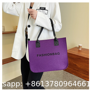 Versatile Felt Bag, Shoulder Handbag, Felt Tote Bag, Leather Strap, Shopping Bag, Large Quantity Discount Large Reusable Bags Heavy Duty Grocery Tote Bag