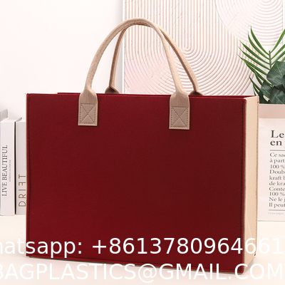Felt Tote Bag Reusable Lightly Heavy Duty Grocery Tote Bag With Handles Shopping Felt Bags Wholesale Custom Simple Letter Logo Eco-Friendly Durable Multi-Scenario Suitable Felt Shopping Tote Bag
