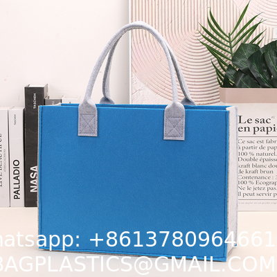 Felt Tote Bag Reusable Lightly Heavy Duty Grocery Tote Bag With Handles Shopping Felt Bags Wholesale Custom Simple Letter Logo Eco-Friendly Durable Multi-Scenario Suitable Felt Shopping Tote Bag