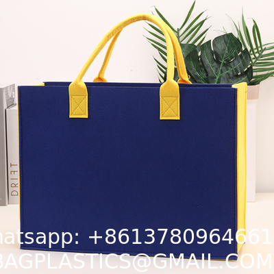 Felt Tote Bag Reusable Lightly Heavy Duty Grocery Tote Bag With Handles Shopping Felt Bags Wholesale Custom Simple Letter Logo Eco-Friendly Durable Multi-Scenario Suitable Felt Shopping Tote Bag