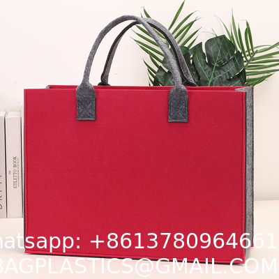 Felt Tote Bag Reusable Lightly Heavy Duty Grocery Tote Bag With Handles Shopping Felt Bags Wholesale Custom Simple Letter Logo Eco-Friendly Durable Multi-Scenario Suitable Felt Shopping Tote Bag