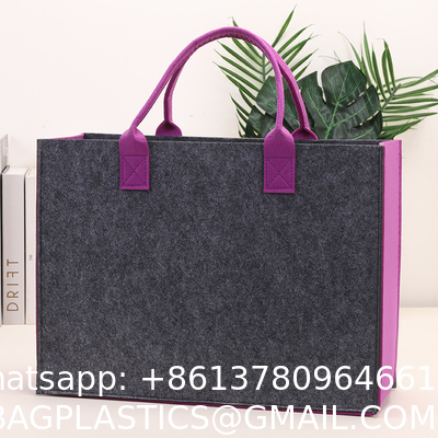 Felt Tote Bag Reusable Lightly Heavy Duty Grocery Tote Bag With Handles Shopping Felt Bags Wholesale Custom Simple Letter Logo Eco-Friendly Durable Multi-Scenario Suitable Felt Shopping Tote Bag
