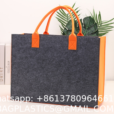 Felt Tote Bag Reusable Lightly Heavy Duty Grocery Tote Bag With Handles Shopping Felt Bags Wholesale Custom Simple Letter Logo Eco-Friendly Durable Multi-Scenario Suitable Felt Shopping Tote Bag