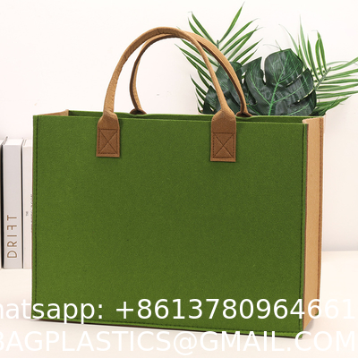Felt Tote Bag Reusable Lightly Heavy Duty Grocery Tote Bag With Handles Shopping Felt Bags Wholesale Custom Simple Letter Logo Eco-Friendly Durable Multi-Scenario Suitable Felt Shopping Tote Bag