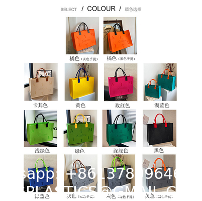 Factory Supply New Style Fashion Hand Bags Shopping Handbag Felt Customized Multi-Pocket Handbag Felt Tote Bag Eco-Friendly Cotton Felt Handle Beautiful Striped