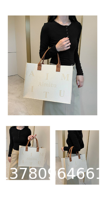 Factory Supply New Style Fashion Hand Bags Shopping Handbag Felt Customized Multi-Pocket Handbag Felt Tote Bag Eco-Friendly Cotton Felt Handle Beautiful Striped