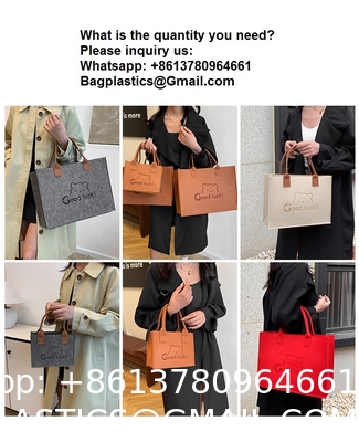 Factory Supply New Style Fashion Hand Bags Shopping Handbag Felt Customized Multi-Pocket Handbag Felt Tote Bag Eco-Friendly Cotton Felt Handle Beautiful Striped