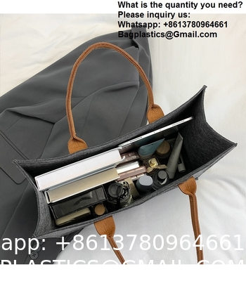 Factory Supply New Style Fashion Hand Bags Shopping Handbag Felt Customized Multi-Pocket Handbag Felt Tote Bag Eco-Friendly Cotton Felt Handle Beautiful Striped