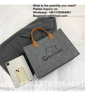 Factory Supply New Style Fashion Hand Bags Shopping Handbag Felt Customized Multi-Pocket Handbag Felt Tote Bag Eco-Friendly Cotton Felt Handle Beautiful Striped