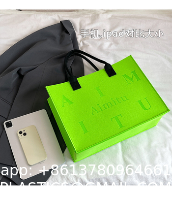 Factory Supply New Style Fashion Hand Bags Shopping Handbag Felt Customized Multi-Pocket Handbag Felt Tote Bag Eco-Friendly Cotton Felt Handle Beautiful Striped