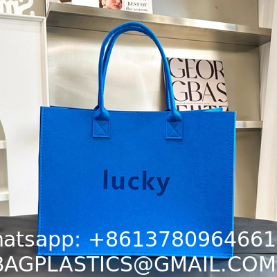 Custom Felt Tote Bag Large Capacity Portable Eco-Friendly Shopping Full Bag Gift Shopping Bag Custom Logo Large Capacity Storage Tote Bag Women Single Outdoor Shoulder Handbag Ladies Felt Shopping