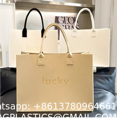 Custom Felt Tote Bag Large Capacity Portable Eco-Friendly Shopping Full Bag Gift Shopping Bag Custom Logo Large Capacity Storage Tote Bag Women Single Outdoor Shoulder Handbag Ladies Felt Shopping