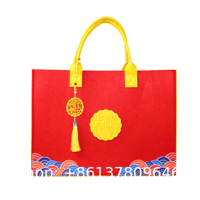Eco Friendly Custom Logo Women'S Large Capacity Grocery Felt Bag Reusable Colorful Felt Shopping Tote Bags For Shopping