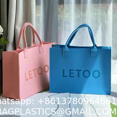 Cosmetic Bag Multi-Pocket Handbag Cartoon Felt Bag With Logo Fashionable Splicing Colors Accept Custom Logo Gift Tote Bag Felt Clothes Shopping Korean Fashion Bags