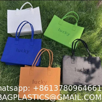 Cosmetic Bag Multi-Pocket Handbag Cartoon Felt Bag With Logo Fashionable Splicing Colors Accept Custom Logo Gift Tote Bag Felt Clothes Shopping Korean Fashion Bags